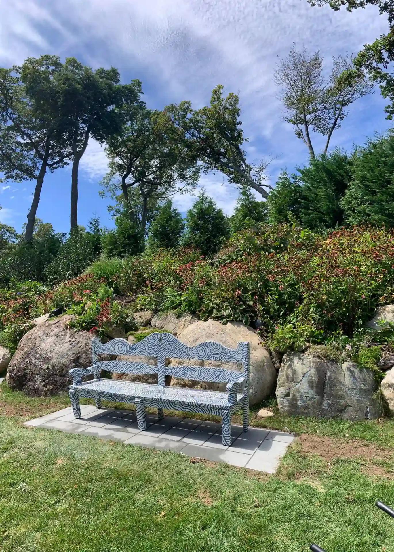 Custom cedar bench built by Blue Whale Handyman